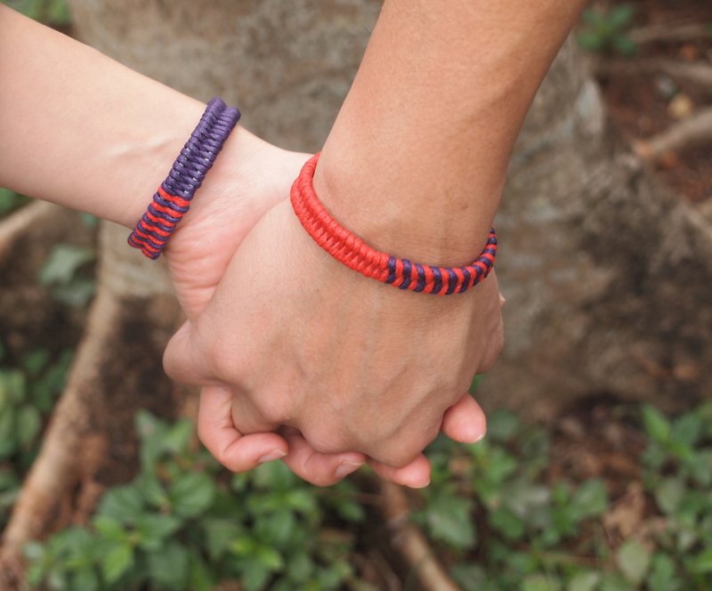 Custom-made couple hand-woven Wax cord bracelet ● Made in Hong Kong - Bracelets - Other Materials Multicolor