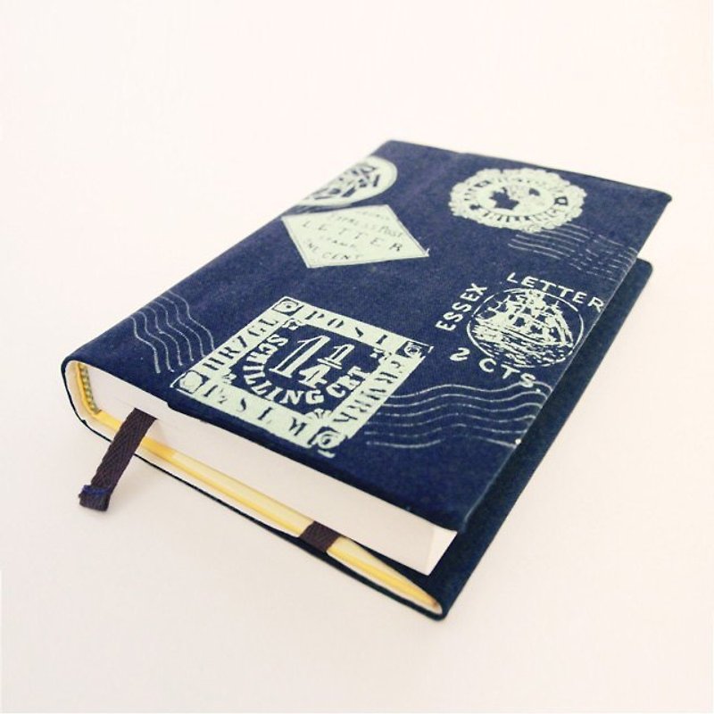 Postage Book Cover/ Navy Blue - Notebooks & Journals - Other Materials Blue