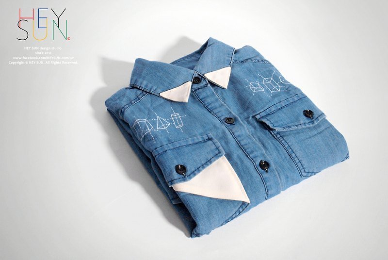 【M0171】HEY SUN獨立手作品牌‧幾何拼接立體車線牛仔背心 - 女裝 背心 - 其他材質 藍色