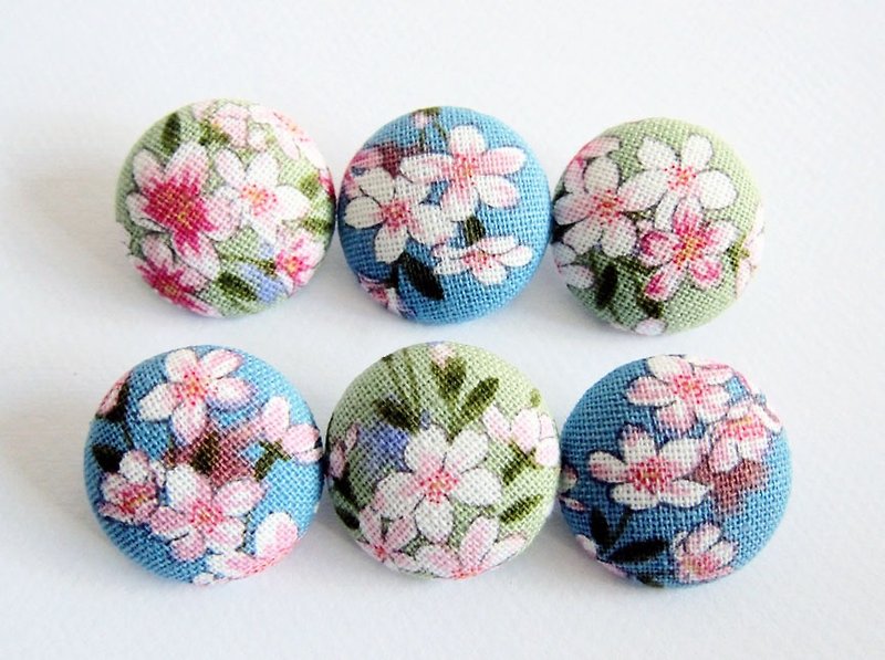 Cloth button knitting sewing handmade material cherry blossom DIY material - Knitting, Embroidery, Felted Wool & Sewing - Cotton & Hemp Blue