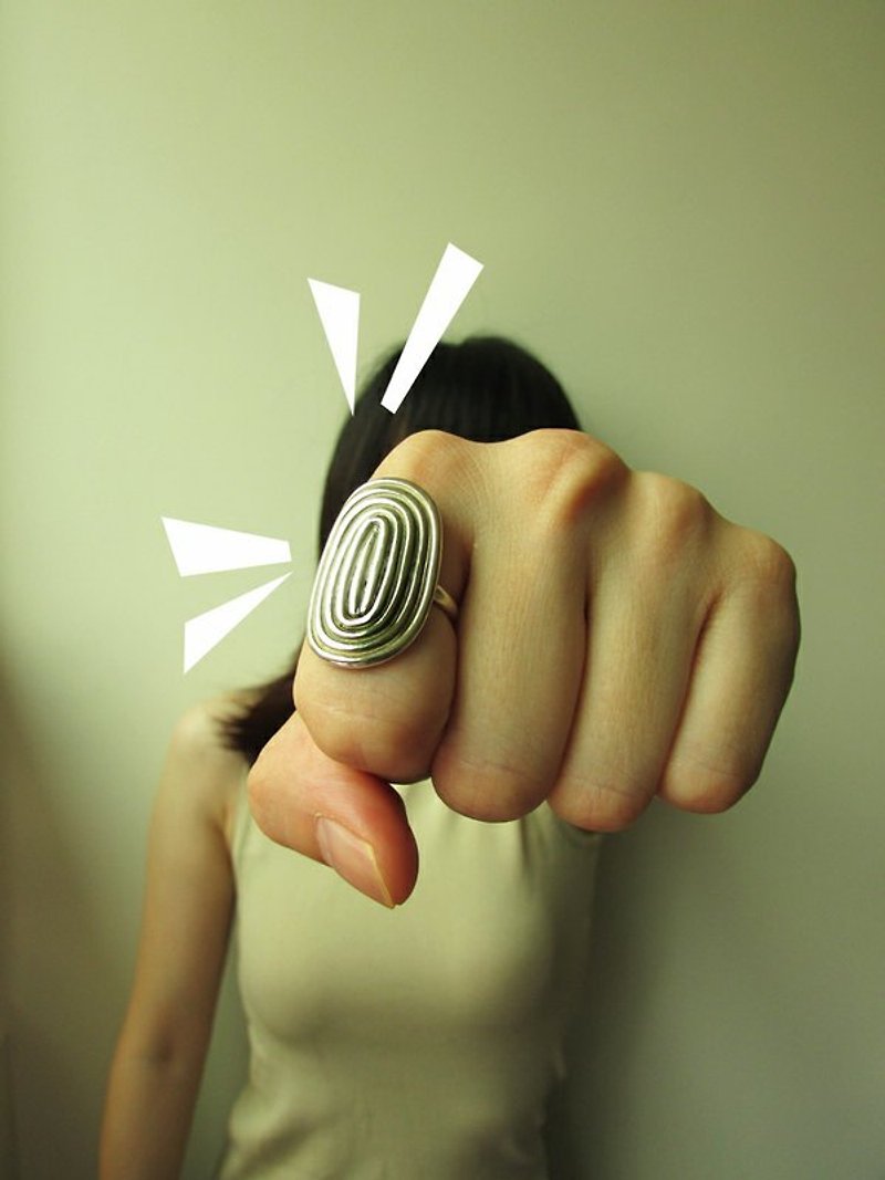 finger print ring | mittag jewelry | handmade and made in Taiwan - แหวนทั่วไป - เงิน สีเงิน