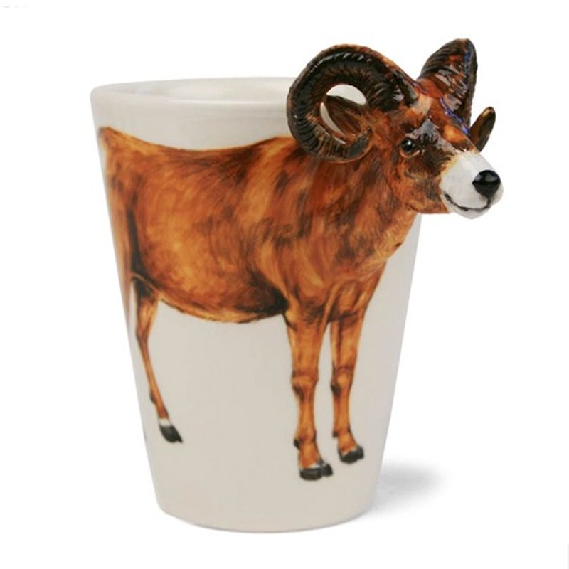 [MSA] Blue Witch Mug Rams British hand-painted glass Ram Goat in the case of ceramic cup birthday gift - Mugs - Other Materials Brown