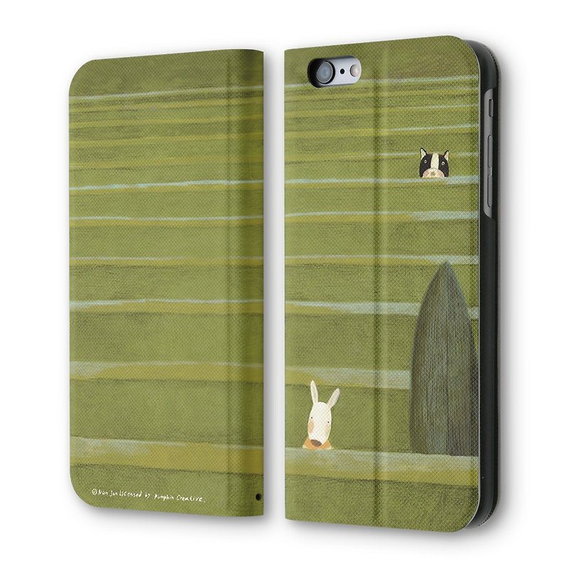 iPhone 6/6S Flip Type Leather Case Friends PSIB6S-016 - เคส/ซองมือถือ - หนังเทียม สีเขียว
