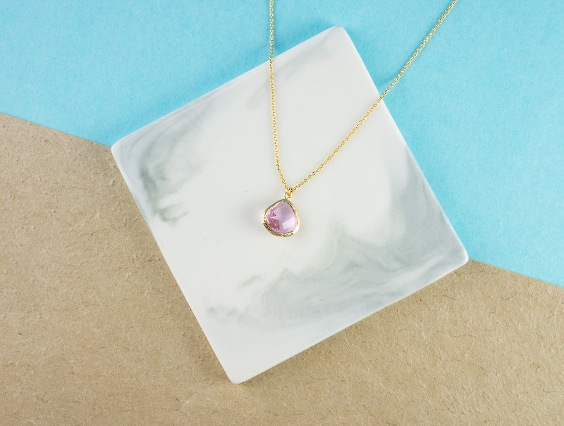 Edith & Jaz • Birthstone Collection-Pink Tourmaline Quartz Necklace (October) - Chokers - Gemstone Purple