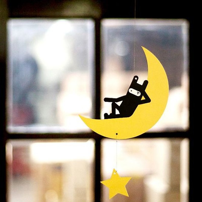 Dessin x Jstory- papier-mache ornaments DIY ninja rabbit - a rabbit on the moon, JST30051 - ของวางตกแต่ง - กระดาษ สีเหลือง