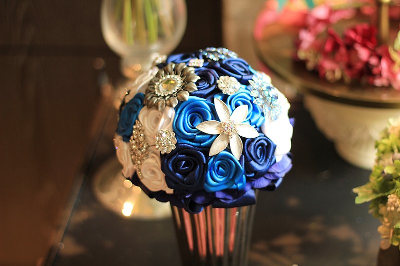 Jewelry Bouquet [Rose Jewelry Series] Little Rose / Blue - อื่นๆ - วัสดุอื่นๆ สีน้ำเงิน