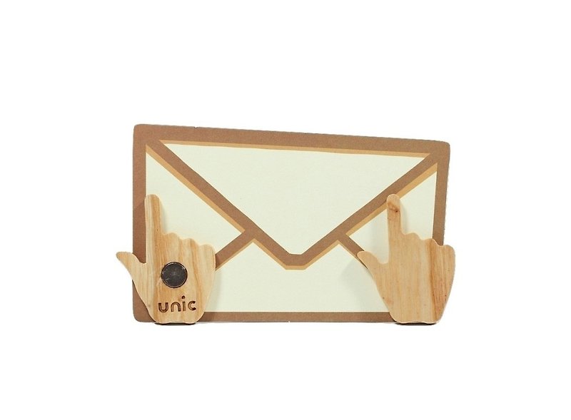 Unic天然原木造型磁鐵(滑鼠手指) + 精品禮卡【可客製化】 - 磁鐵 - 木頭 咖啡色