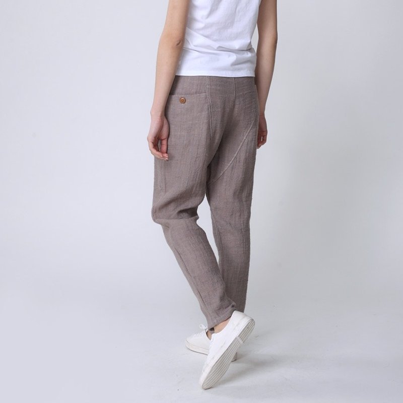 BUFU soft cotton yarn pants  P141207 - กางเกงขายาว - ผ้าฝ้าย/ผ้าลินิน สีกากี