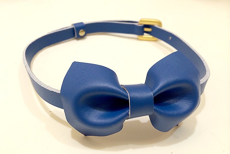 หนังแท้ เนคไท/ที่หนีบเนคไท สีน้ำเงิน - zemoneni whole hand-made limited edition navy blue tie blue cowhide leather