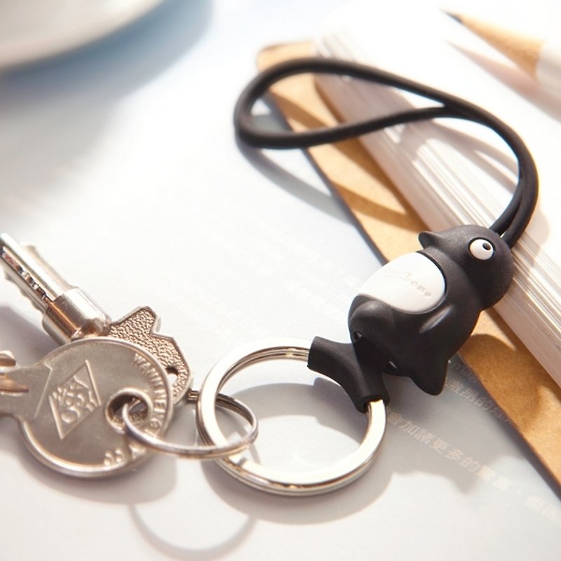 Maru Penguin Key Strap Penguins pellets key ring sling - Keychains - Silicone Black