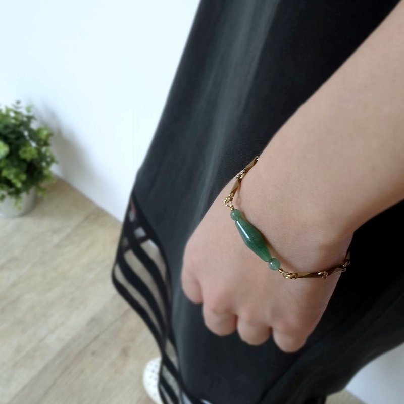 綠東菱 黃銅手鍊 客製 | 凝是唯一 - 手鍊/手環 - 半寶石 綠色