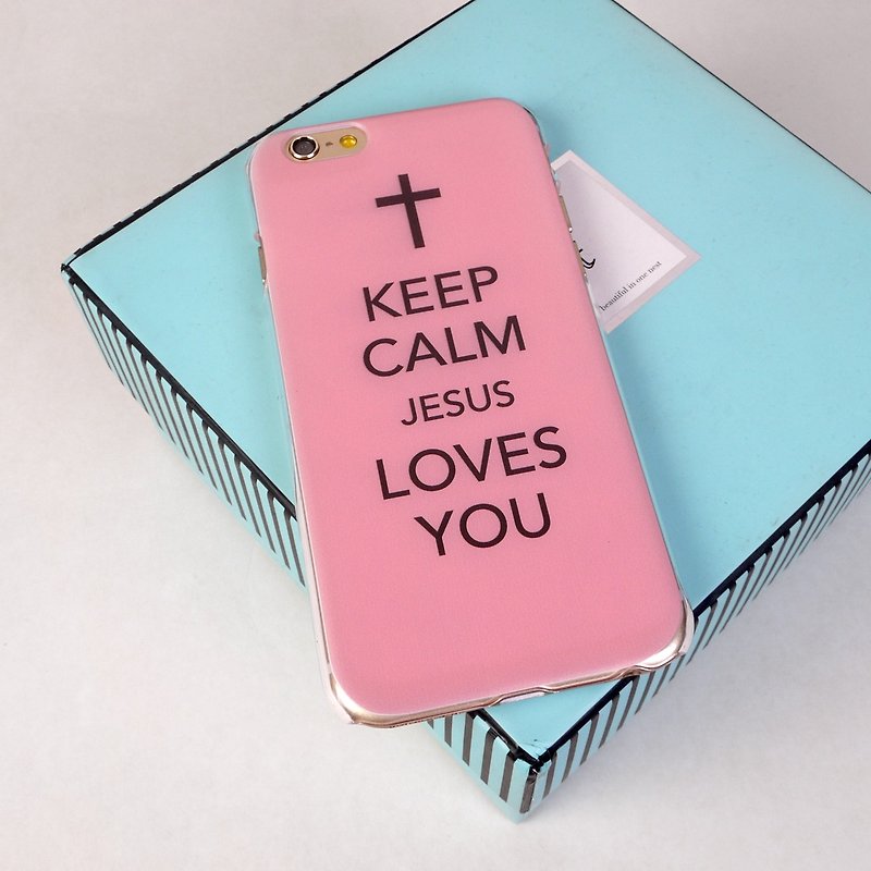 Keep Calm Jesus Loves You ピンク プリント ソフト/ハード ケース iPhone X、iPhone 8、iPhone 8 Plus、iphone7、iphone7plus、note7用 - スマホケース - プラスチック ピンク
