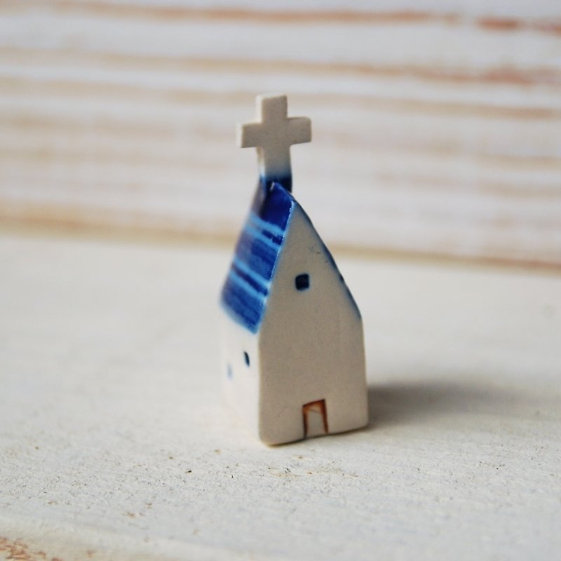 生日禮物 迷你手作(藍彩)教堂陶屋（1入） - 其他 - 其他材質 藍色