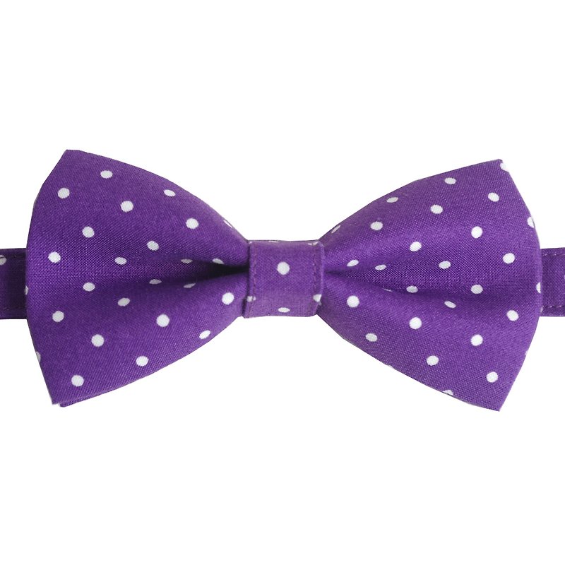 點點點領結  紫底白點 - 領呔/呔夾 - 其他材質 紫色