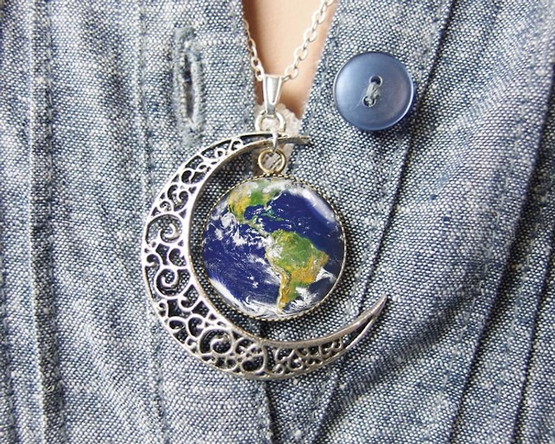 Love the Earth-Necklaces/Accessories/Birthday Gifts【Special U Design】 - Necklaces - Other Metals Blue