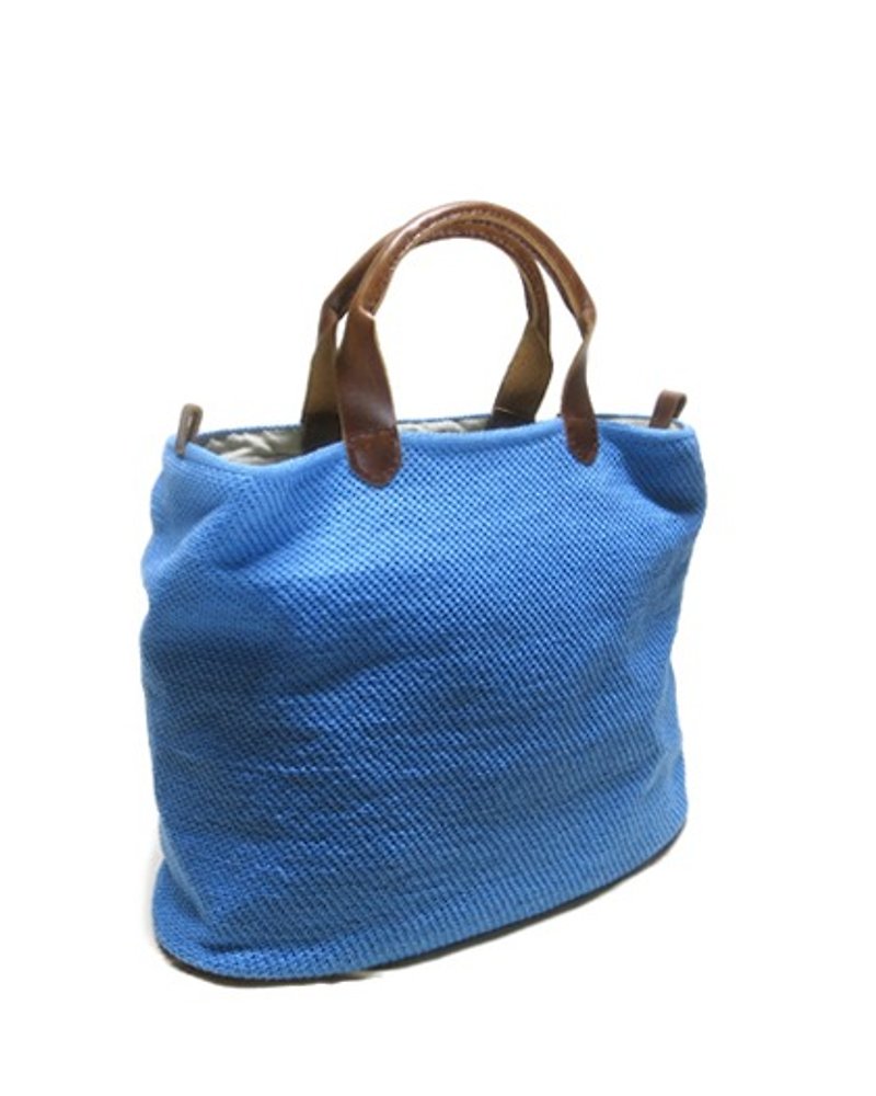 Hoee Bag - กระเป๋าถือ - ผ้าฝ้าย/ผ้าลินิน สีน้ำเงิน