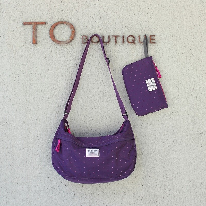 Winifred Foldable Shoulder Bag_purple_100418 - กระเป๋าแมสเซนเจอร์ - เส้นใยสังเคราะห์ สีม่วง