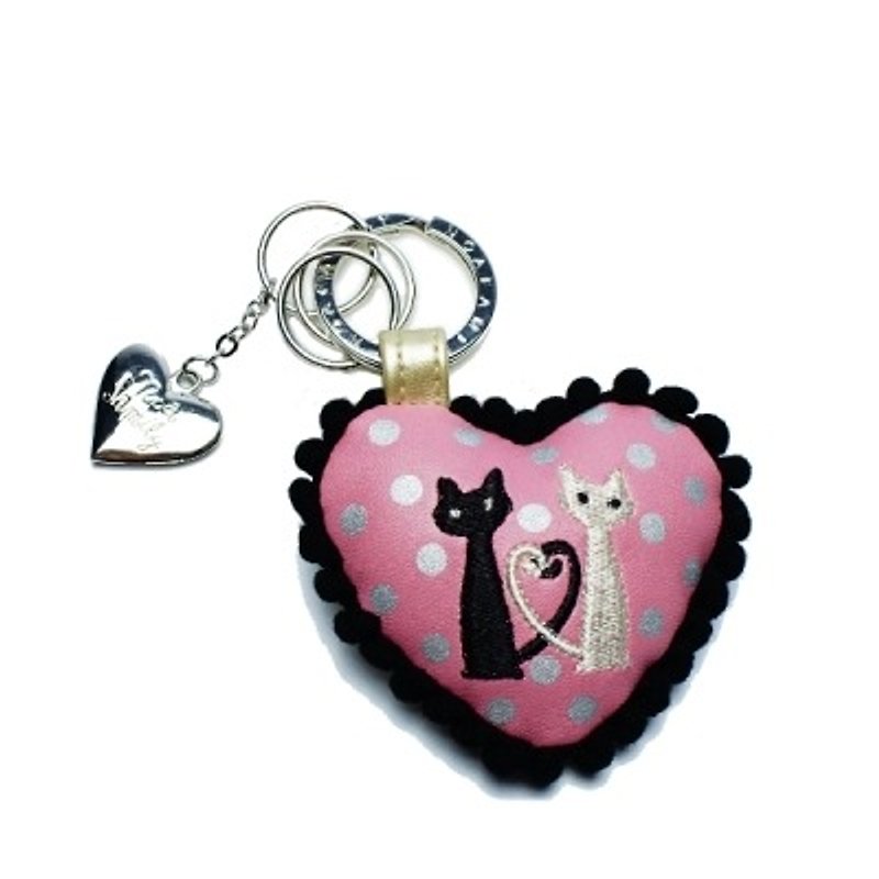 Noafamily, Noah Love Cat Multi-ring Key Ring_PK (J440-PK) - Keychains - Genuine Leather Pink