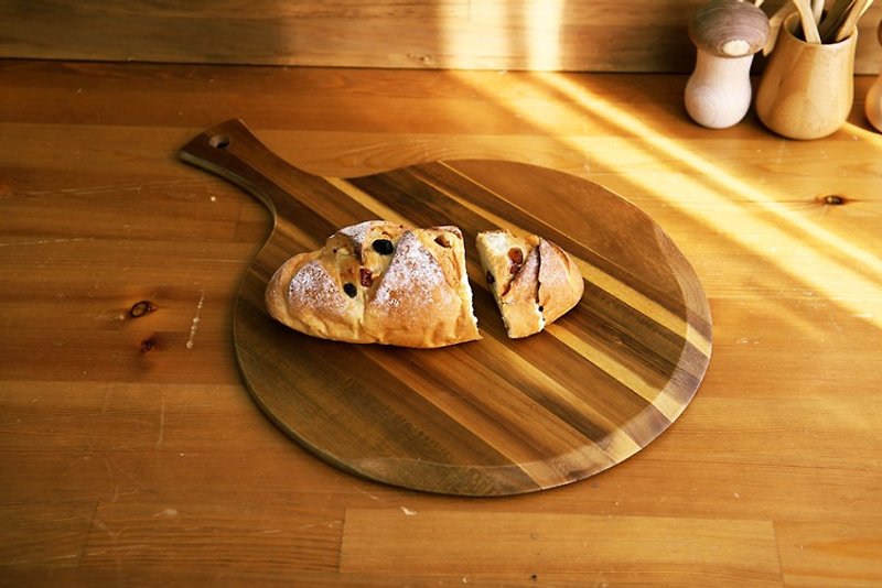 Moment Wooden - Solid wood cutting board, Bread board, Board, Plate, Pizza dish (Acacia wood) - Round plate - Cookware - Wood Black
