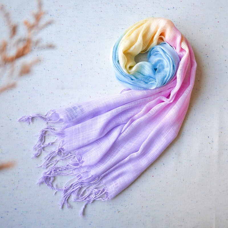 Rainbow | Tie dye scarf shawl cotton - Knit Scarves & Wraps - Cotton & Hemp Multicolor