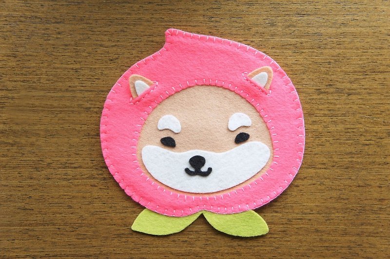 Mangogirl Healing Peach Shiba Inu Handmade Coaster - Coasters - Other Materials 