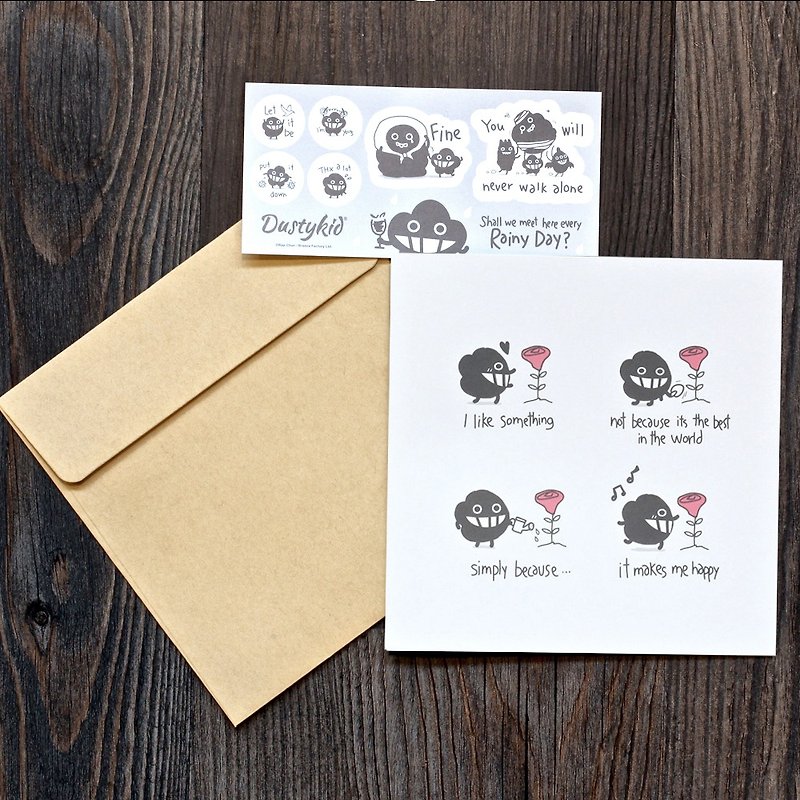 Dustykid Greeting Card white greeting cards - small dust with roses - Cards & Postcards - Paper White