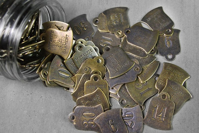 Lucky Brass Tag brass-old hotel key ring-bell type - Keychains - Other Metals 