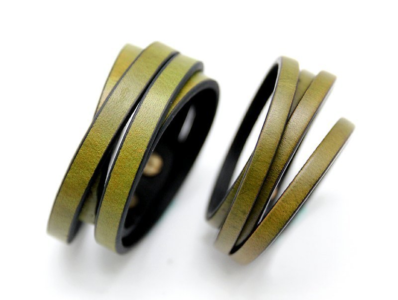 「雙繞皮革手環（1.2cm+1.8cm）組合」-自然系列 - 手鍊/手環 - 真皮 