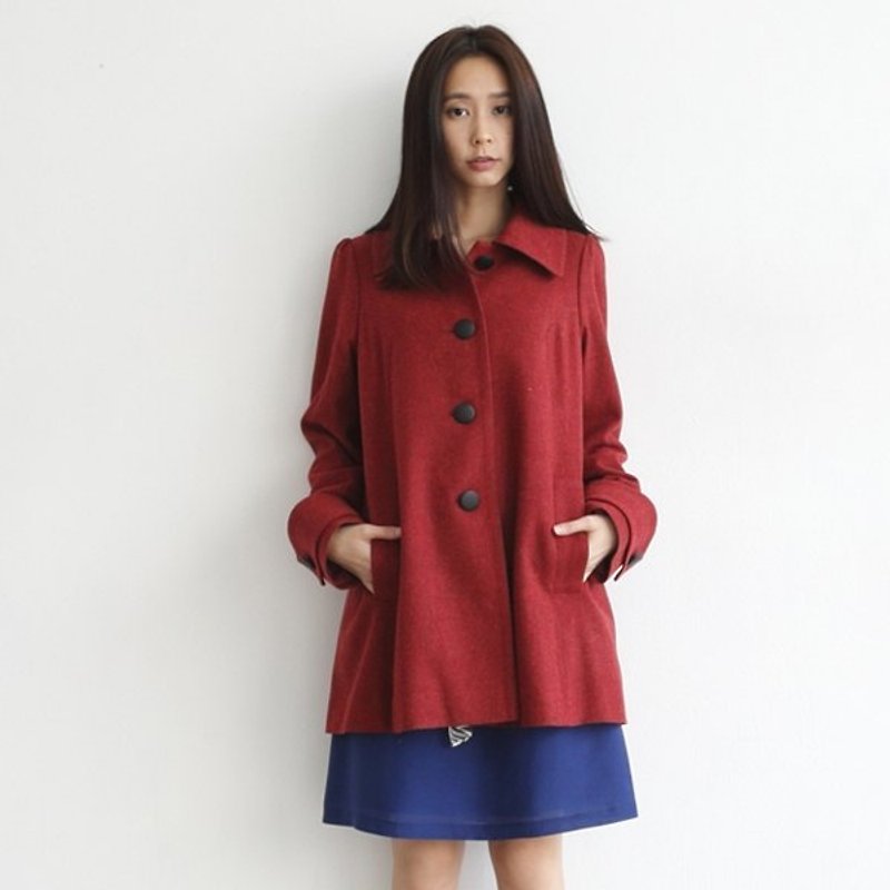 Red light woolen coat jacket - อื่นๆ - วัสดุอื่นๆ สีแดง