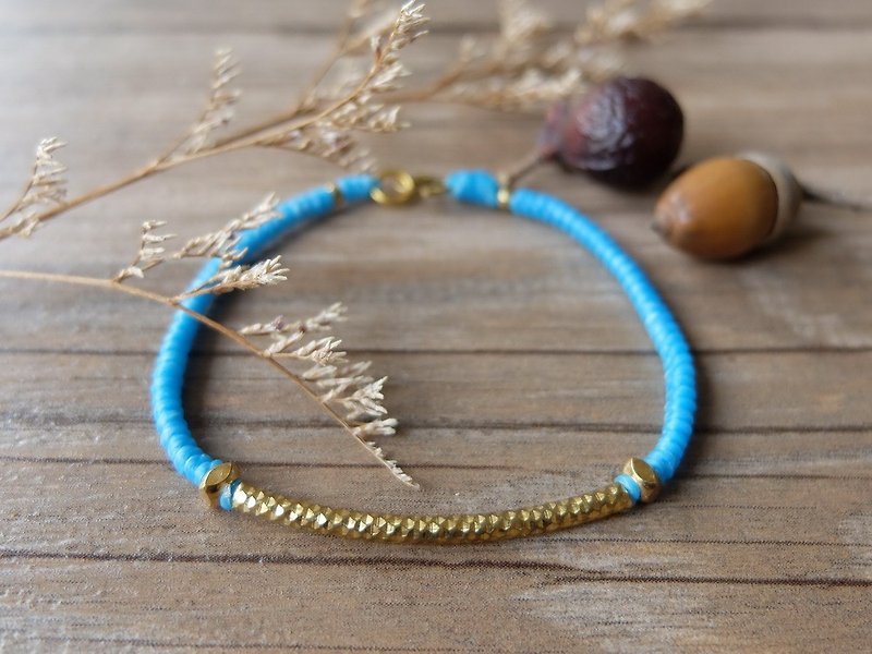 GLORIA | Brass x Wax line x bracelet x bracelet x bracelet. customized. - Bracelets - Other Metals Blue