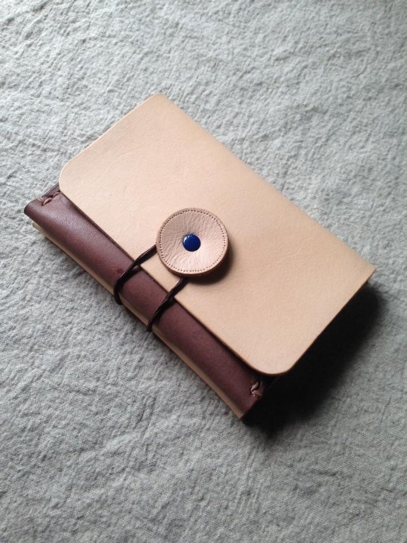 Simple clip-eyed monster double hand-stitched leather wallet _ - Wallets - Genuine Leather Brown