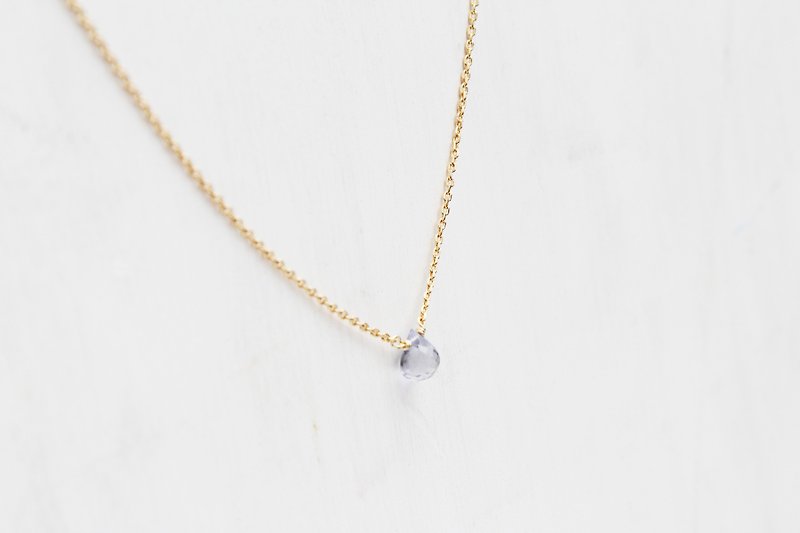 DECEMBER 12-birthstone-Lolite Clavicle necklace Brass with 22K Gold plated (adju - สร้อยคอ - เครื่องเพชรพลอย สีน้ำเงิน