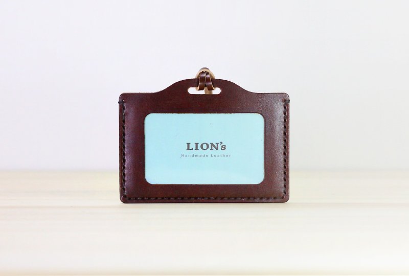 Double Card Horizontal ID Holder - Leather Goods - Genuine Leather Brown