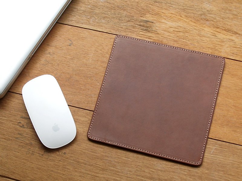 Leather Mouse Pad ( Custom Name ) - Caramel Coffee - Mouse Pads - Genuine Leather Brown