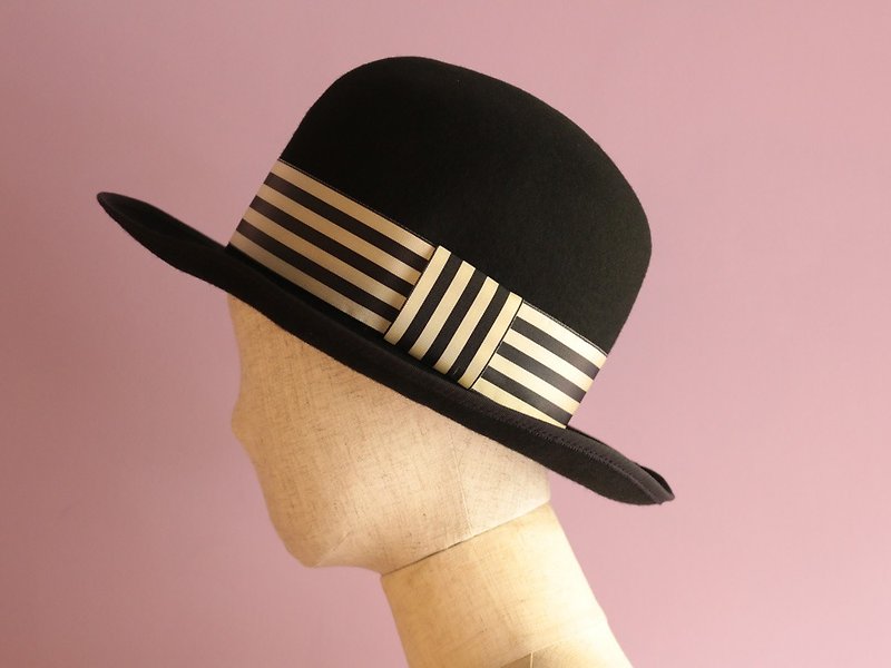Wool Felt Bowler Hat "Claire" - Hats & Caps - Wool Black