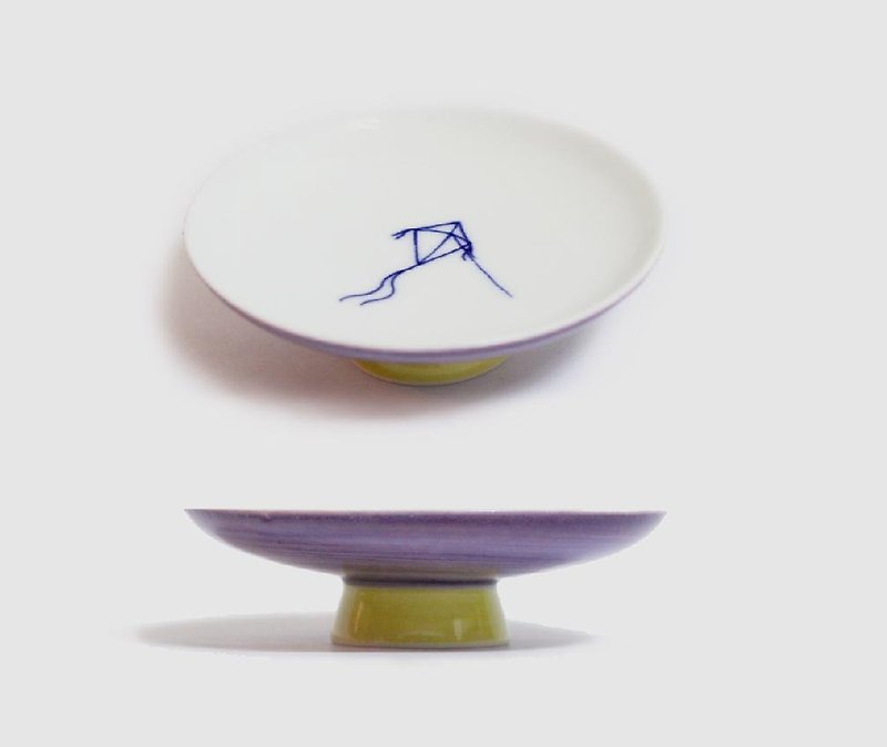 Cool autumn wind (fresh purple / yellow) - Small Plates & Saucers - Porcelain White