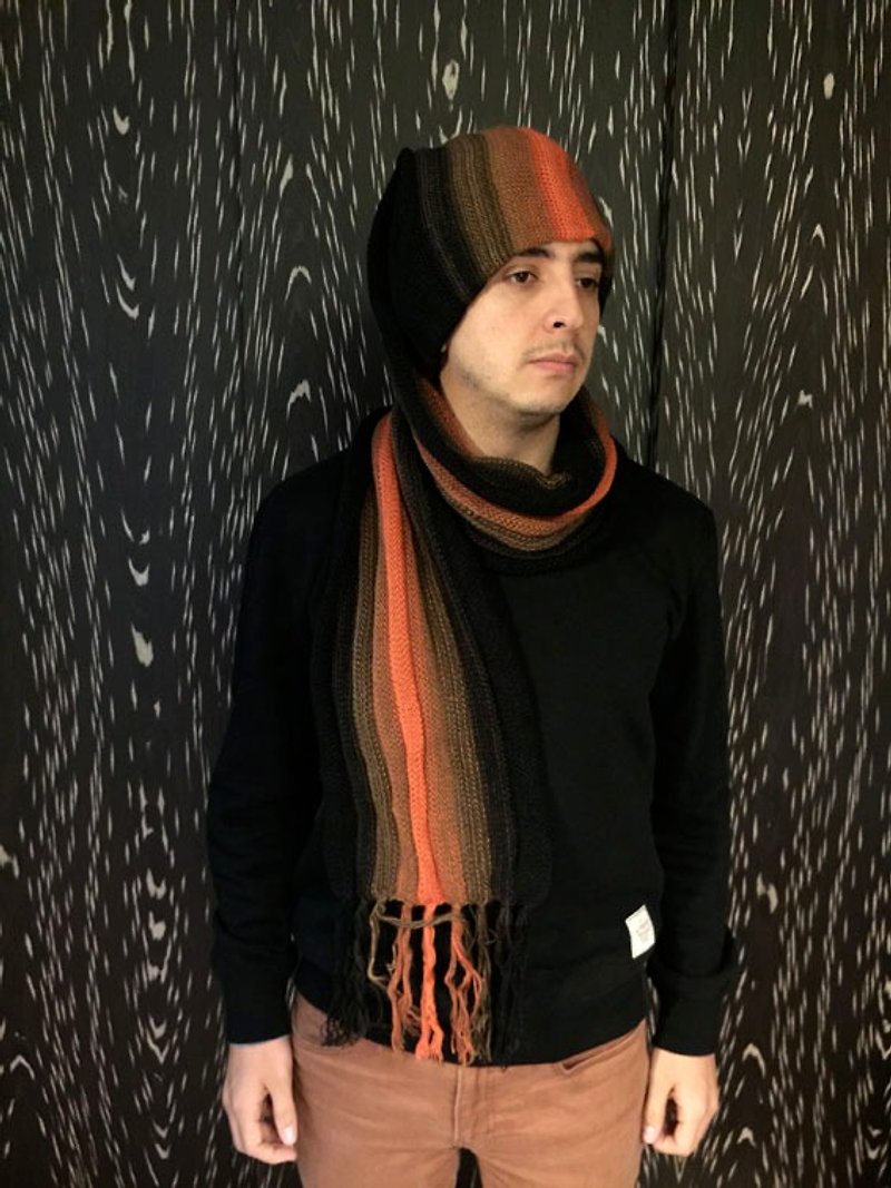 Peru Knitted Dual-purpose Towel Hat-Orange Coffee - ผ้าพันคอ - วัสดุอื่นๆ สีส้ม