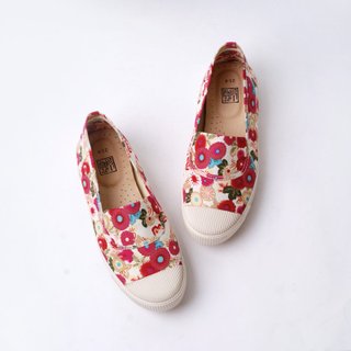 [hanamikoji shoes] Comfortable Casual Flat Shoes Pink Flower Cotton
