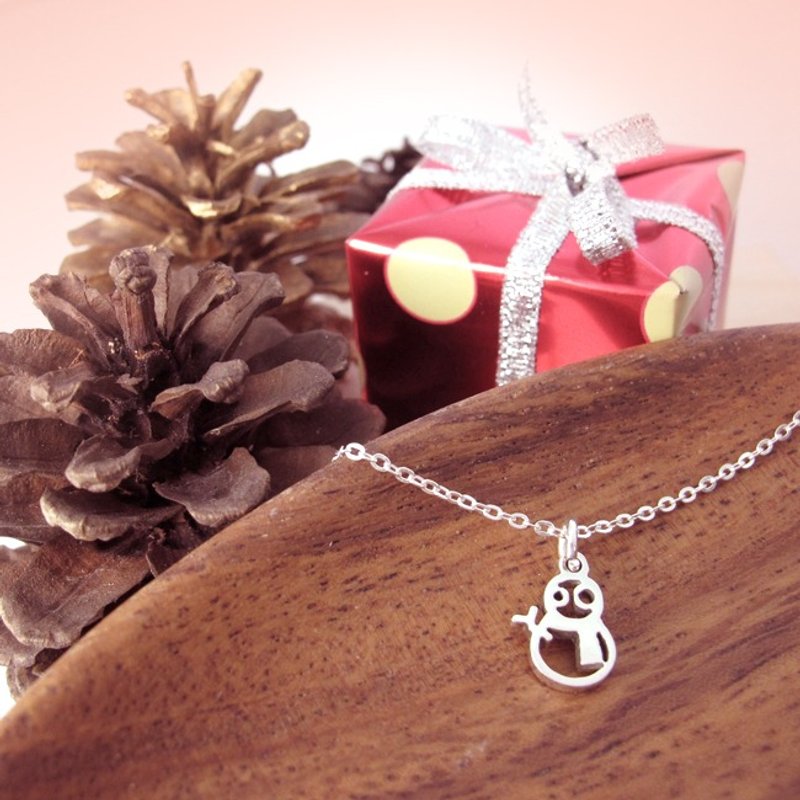 Scarf snowman Christmas Snowman necklace handmade sterling silver necklace -64design - Necklaces - Other Metals White