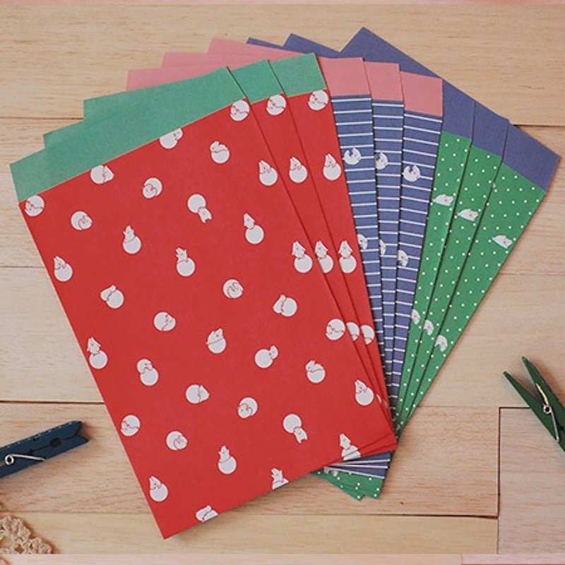 Mori shu's wrapping paper bag - Mochi Rabbit Dot & Line - แฟ้ม - กระดาษ หลากหลายสี