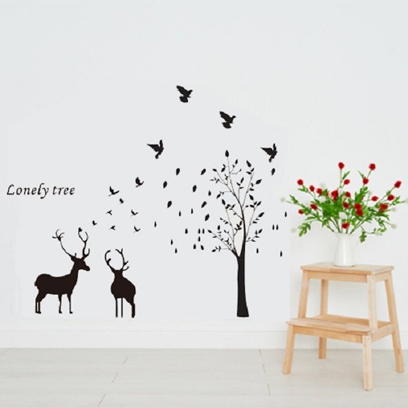 Smart Design creative seamless wall stickers deer tree 8 colors available