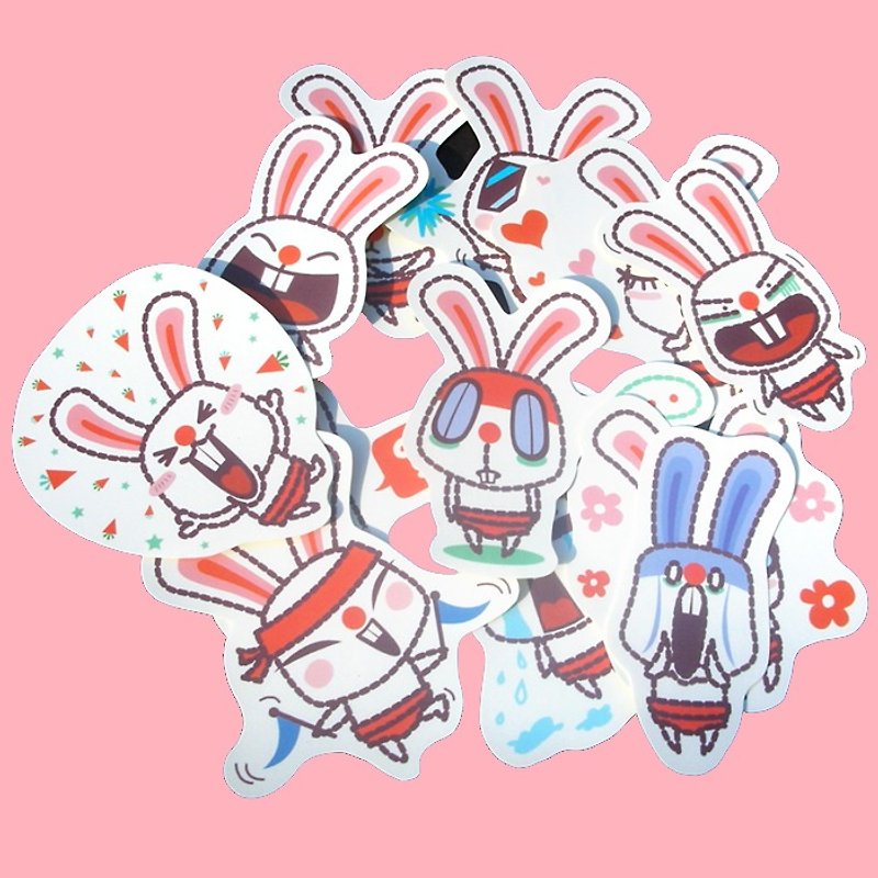 Stickers _ shaking rabbits... big stickers 12 - Stickers - Paper White