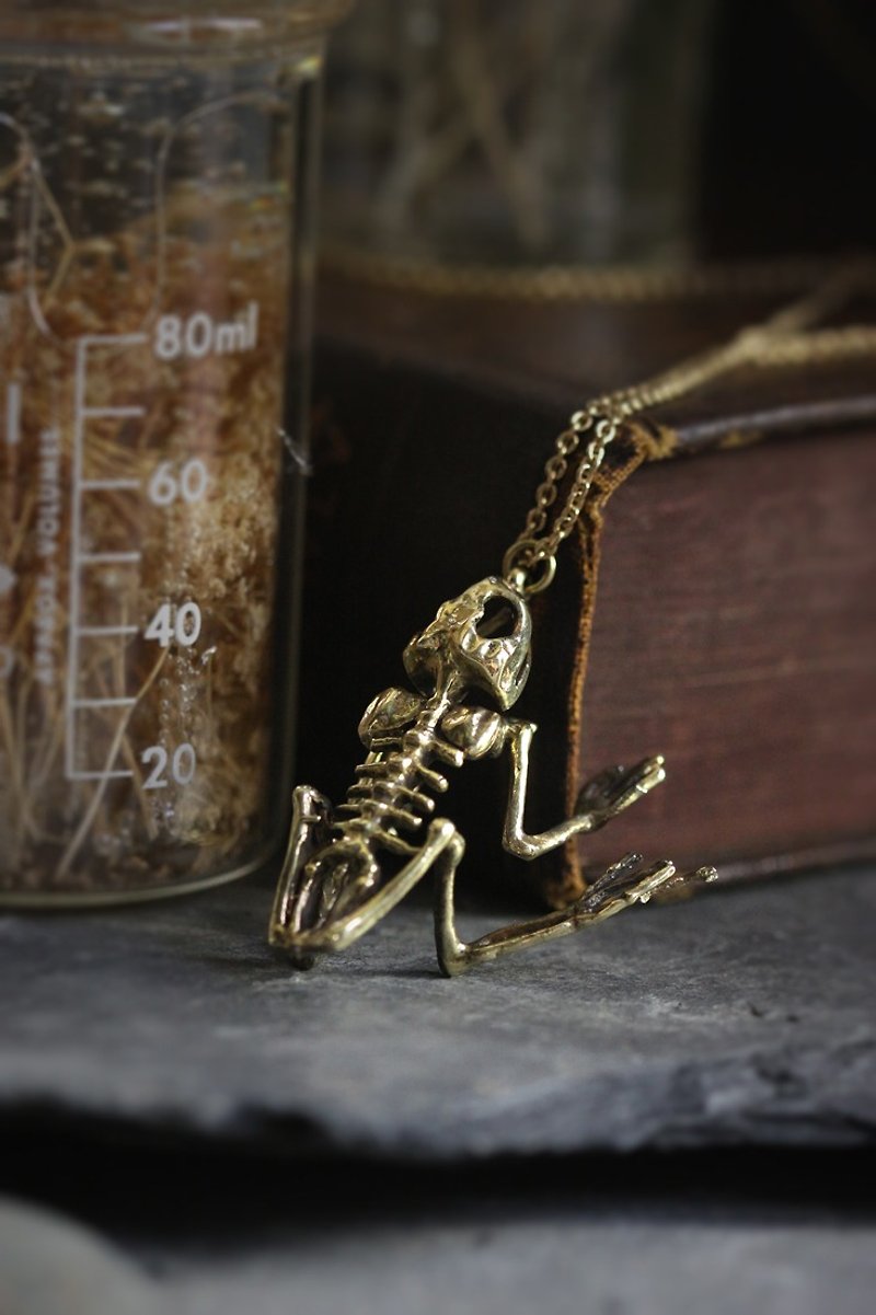 Frog Skeleton Charm Necklace by Defy - Original Handmade Jewelry - 項鍊 - 其他金屬 