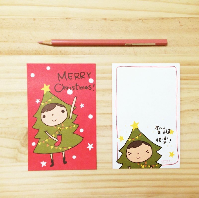 [聖誕節]聖誕娃兒 - 心意卡/卡片 - 紙 紅色
