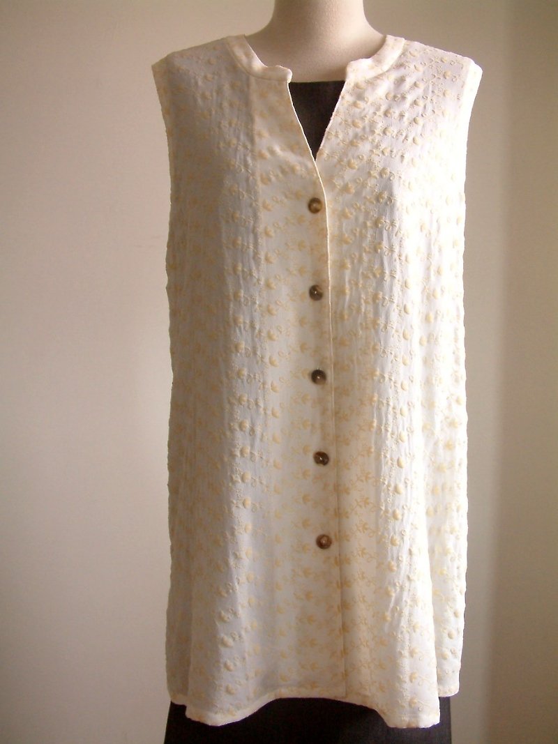 Exquisite Series - jacquard vest (yellow rice white Ronghua) - Women's Vests - Other Materials White