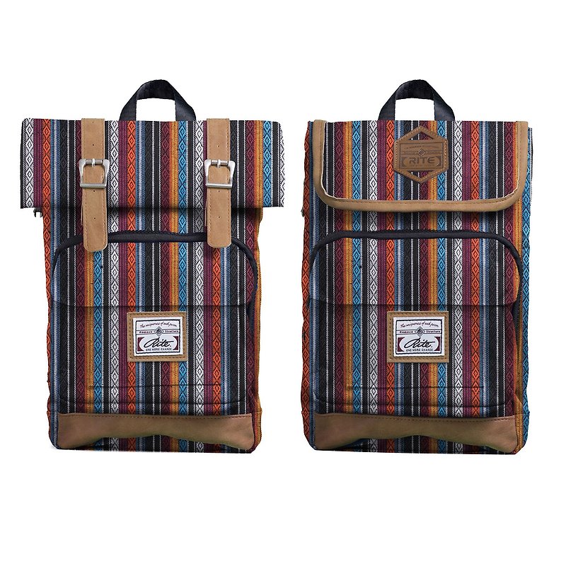 RITE twin package ║ flight bag x vintage bag (S) - fine grid ethnic ║ - Messenger Bags & Sling Bags - Waterproof Material Multicolor