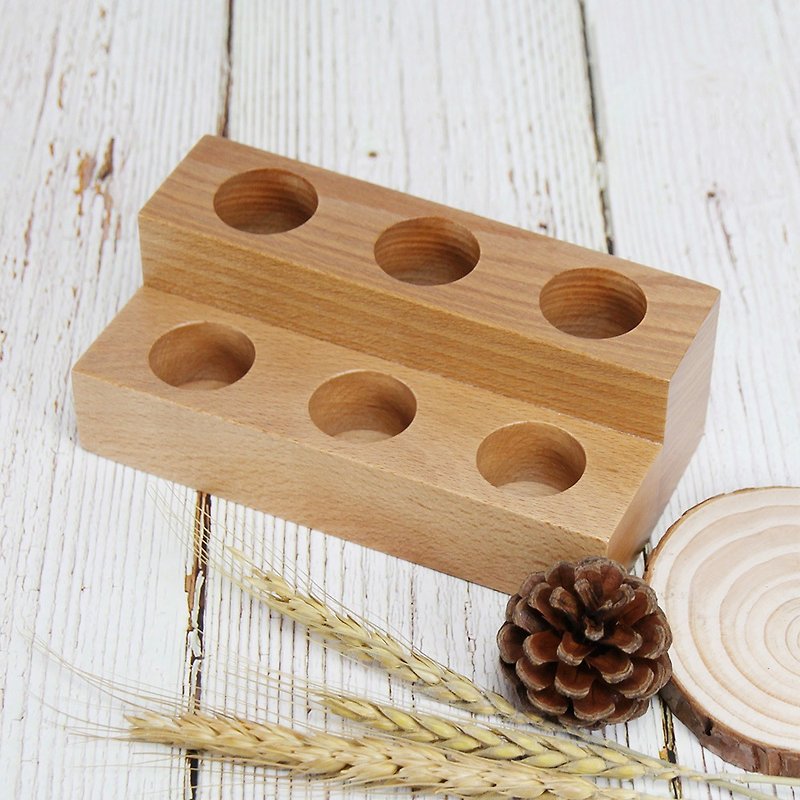 [Herbal Truth] Six-grid Essential Oil Wooden Stand (Log) - Storage - Wood Brown