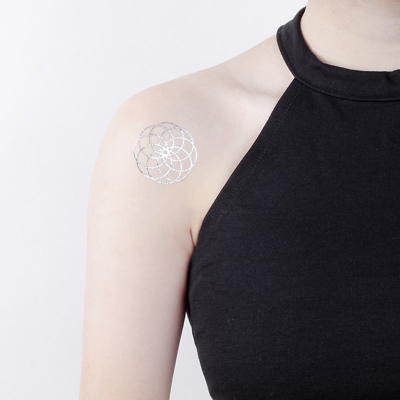 Surprise Tattoos - Flower of Life Temporary Tattoo - Temporary Tattoos - Paper Silver