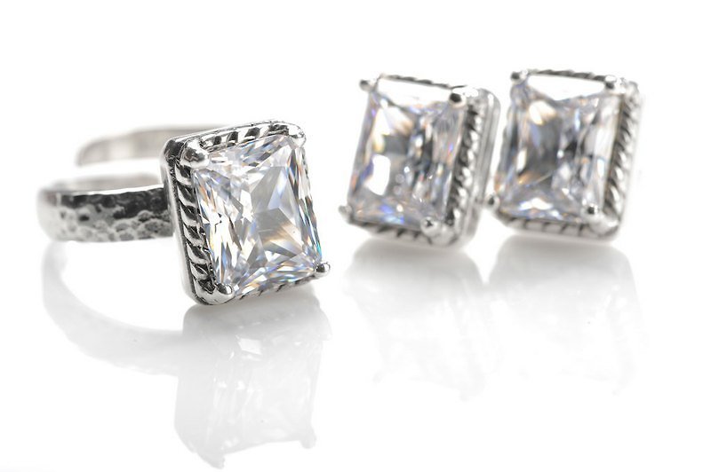[] She Shines dazzling lady --925 Silver Stone earrings worn formula - Earrings & Clip-ons - Gemstone 