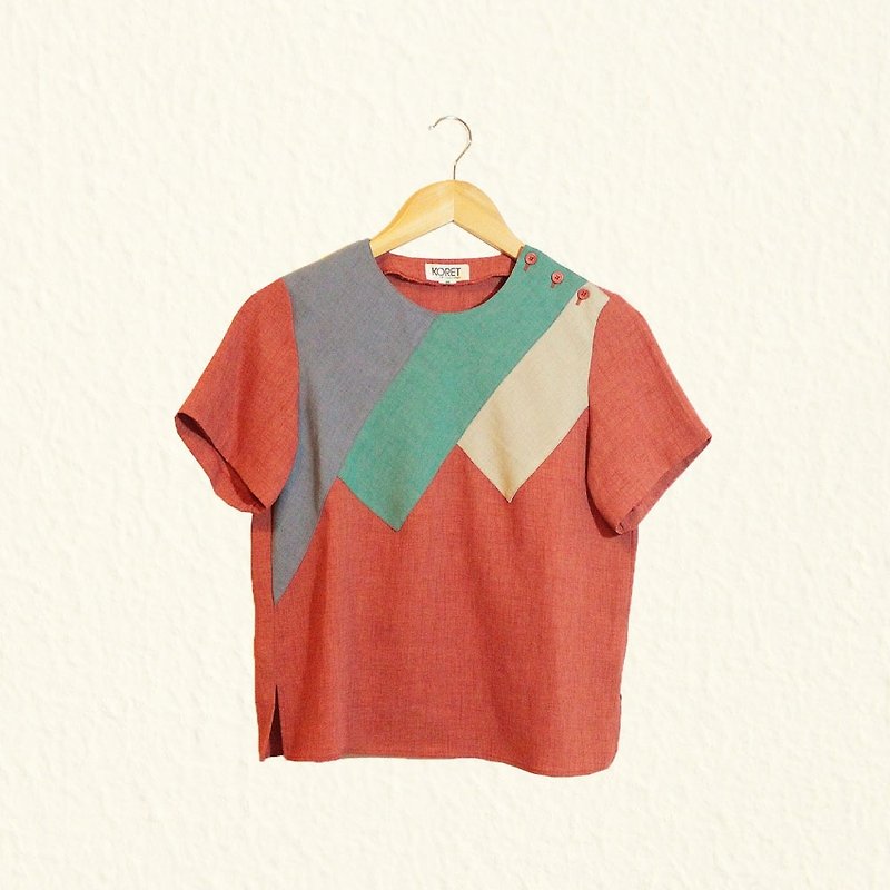 古著罩衫--磚紅拼接【c14060604】 - เสื้อผู้หญิง - วัสดุอื่นๆ หลากหลายสี